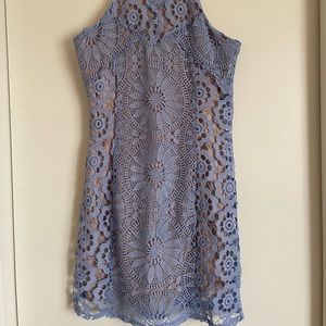 Francesca’s periwinkle crochet embroidered dress